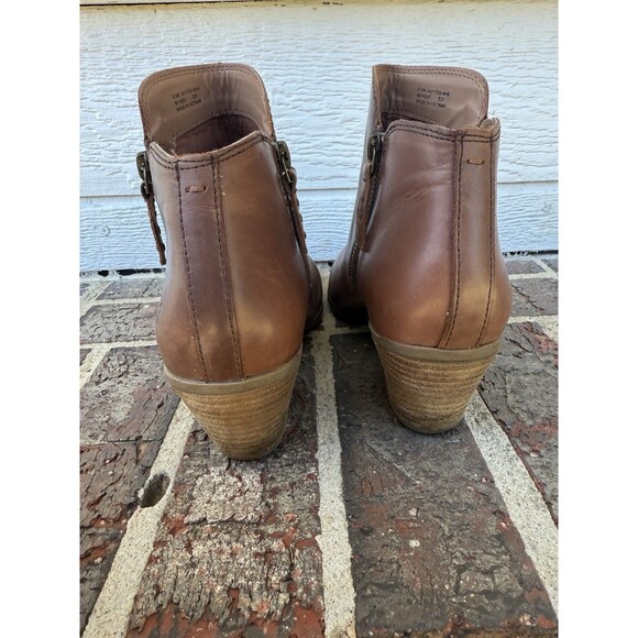 Frye Boots Judith Womens 8.5M Side Zip Ankle Bootie 3471733-WHE Brown Heels - Picture 4 of 8